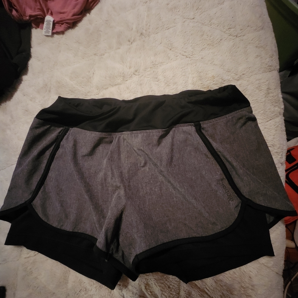 Reebok Women's Black and Gray Athletic Shorts